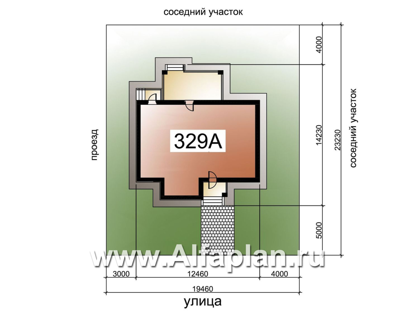«Княженика» - проект одноэтажного дома, с террасой, планировка 2 спальни и сауна, для небольшой семьи - дизайн дома №3