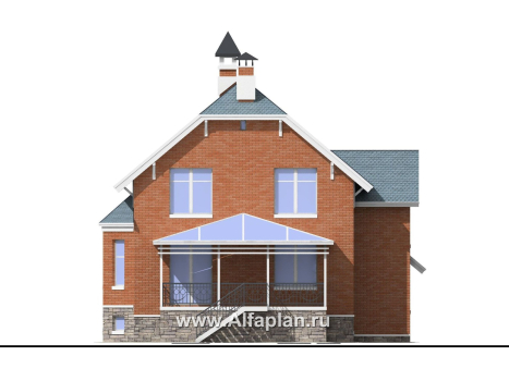 Проекты домов Альфаплан - «Лаура»- трехэтажный загородный дом с террасой - превью фасада №4