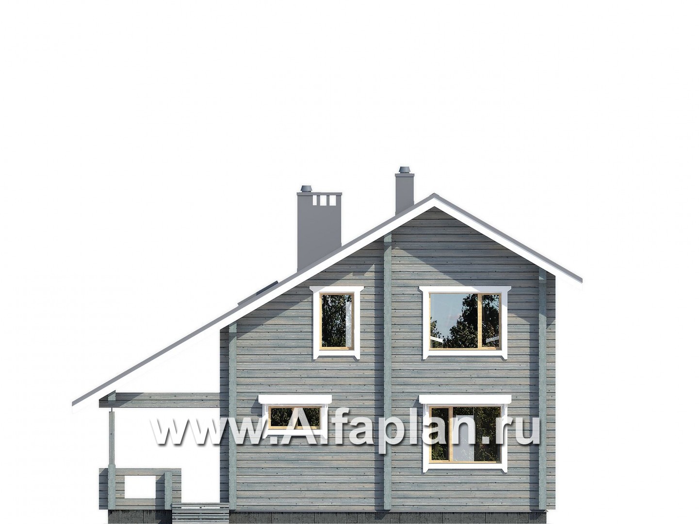 Проекты домов Альфаплан - Деревянный дом в стиле шале с простой двускатной кровлей - изображение фасада №1