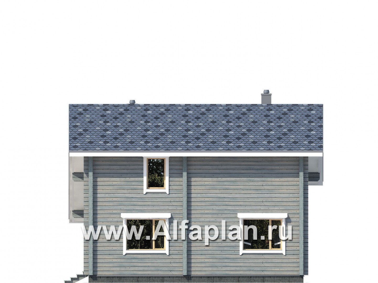 Проекты домов Альфаплан - Деревянный дом в стиле шале с простой двускатной кровлей - изображение фасада №2