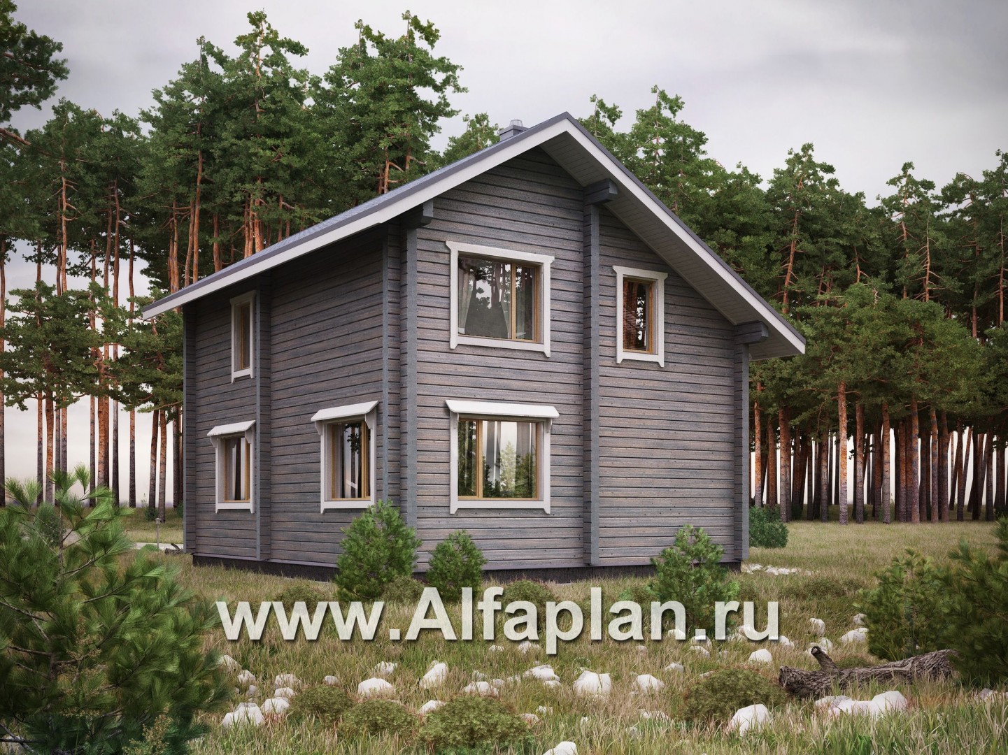 Проекты домов Альфаплан - Деревянный дом в стиле шале с простой двускатной кровлей - дополнительное изображение №2