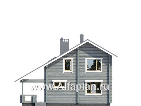 Проекты домов Альфаплан - Деревянный дом в стиле шале с простой двускатной кровлей - превью фасада №1