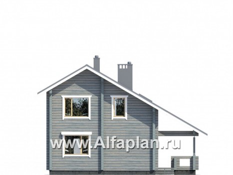 Проекты домов Альфаплан - Деревянный дом с простой двускатной кровлей - превью фасада №3