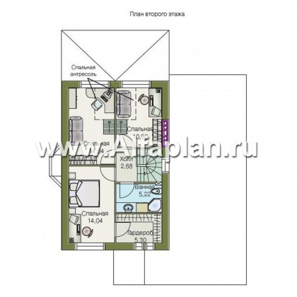 Проекты домов Альфаплан - «Премьера» - компактный дом с навесом для машины - превью плана проекта №2