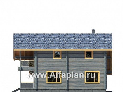 Проекты домов Альфаплан - Деревянный загородный дом с гаражом - превью фасада №2