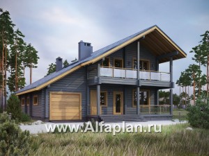 Превью проекта «Проект деревянного загородного дома с гаражом»