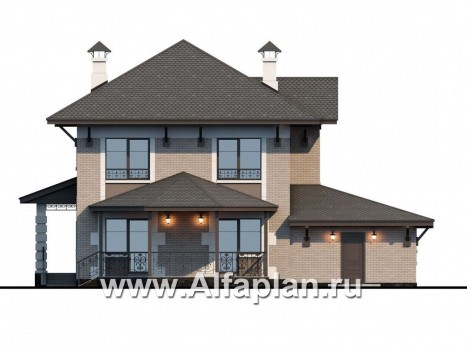 Проекты домов Альфаплан - «Фея сирени» - изящный дом с гаражом - превью фасада №4
