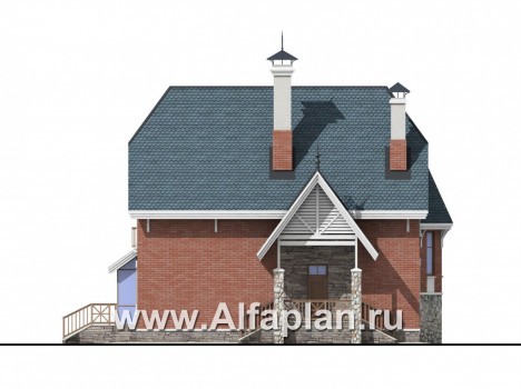 Проекты домов Альфаплан - «Лавиери»- проект дома с изящным крыльцом и эркером - превью фасада №3