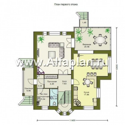 Проекты домов Альфаплан - «Лавиери»- проект дома с изящным крыльцом и эркером - превью плана проекта №1