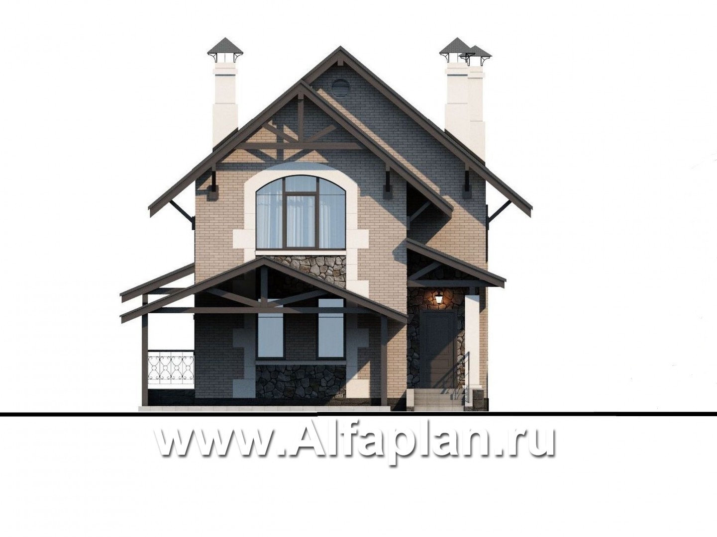 Проекты домов Альфаплан - «Одетта» - компактный дом с навесом для машины - изображение фасада №1