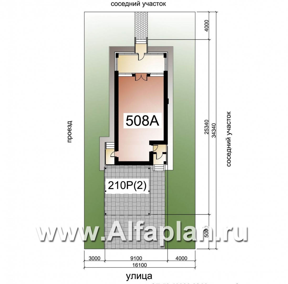 «Одетта»- проект двухэтажного дома для узкого участка, с террасой и навесом на 2 авто - дизайн дома №1