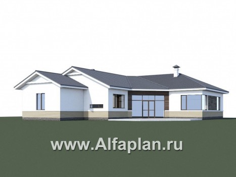 Проекты домов Альфаплан - «Альтер Эго» - проект эксклюзивного одноэтажного дома из кирпича, с террасой, мастер спальня, спортзал - превью дополнительного изображения №1