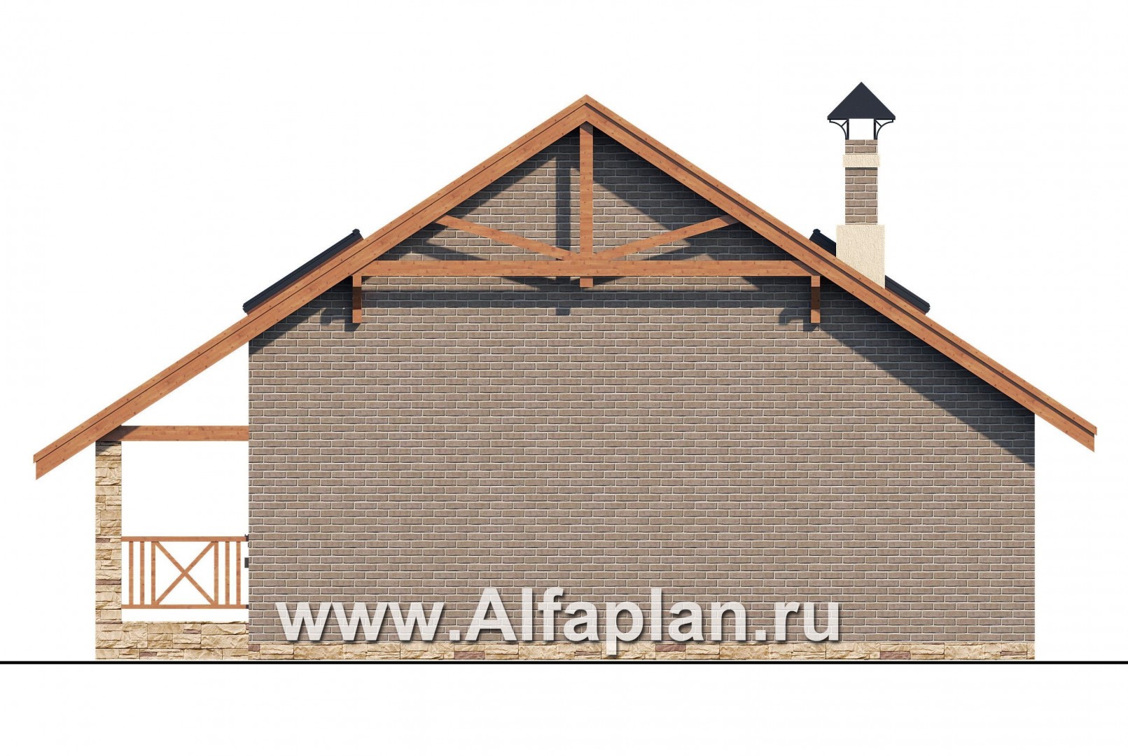 Проект бани, с гостевой комнатой в мансарде - фасад дома