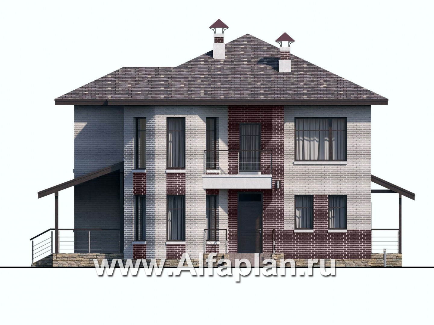 Проекты домов Альфаплан - «Статус» - современный комфортный дом с террасой - изображение фасада №1