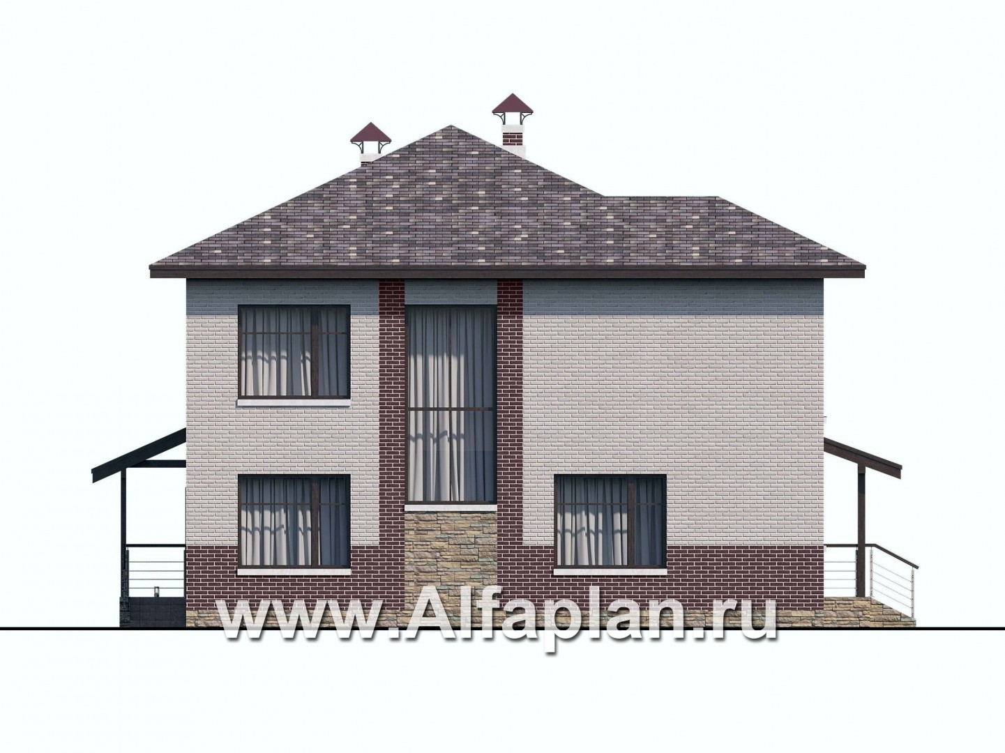 Проекты домов Альфаплан - «Статус» - современный комфортный дом с террасой - изображение фасада №4