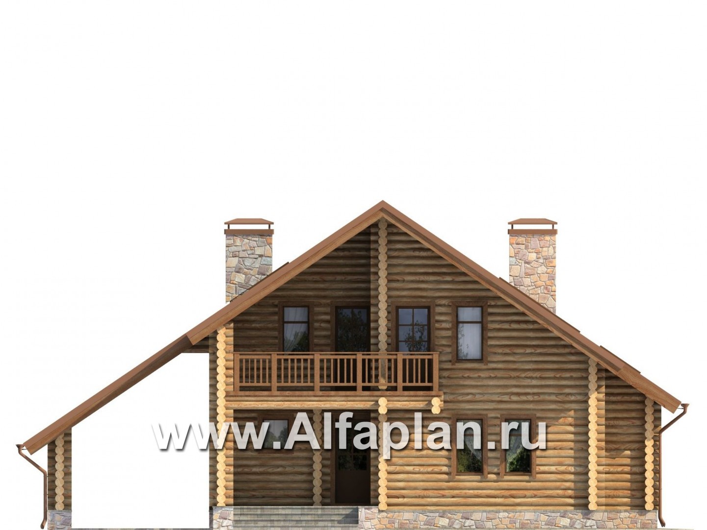 Проекты домов Альфаплан - Деревянный дом с навесом для машины - изображение фасада №2