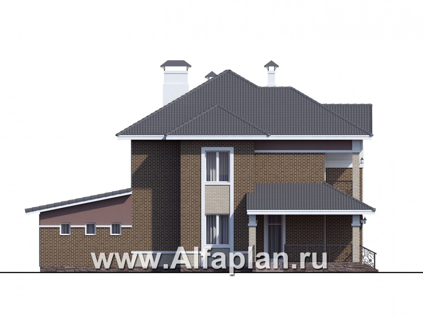«Арно» - проект двухэтажного дома, особняк с двусветной гостиной, с террасой и сауной, с бассейном - фасад дома