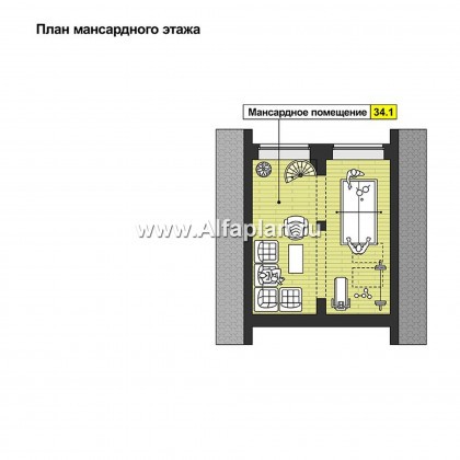 Проект трехэтажного дома, с террасой и балконом, коттедж для участка с рельефом - превью план дома