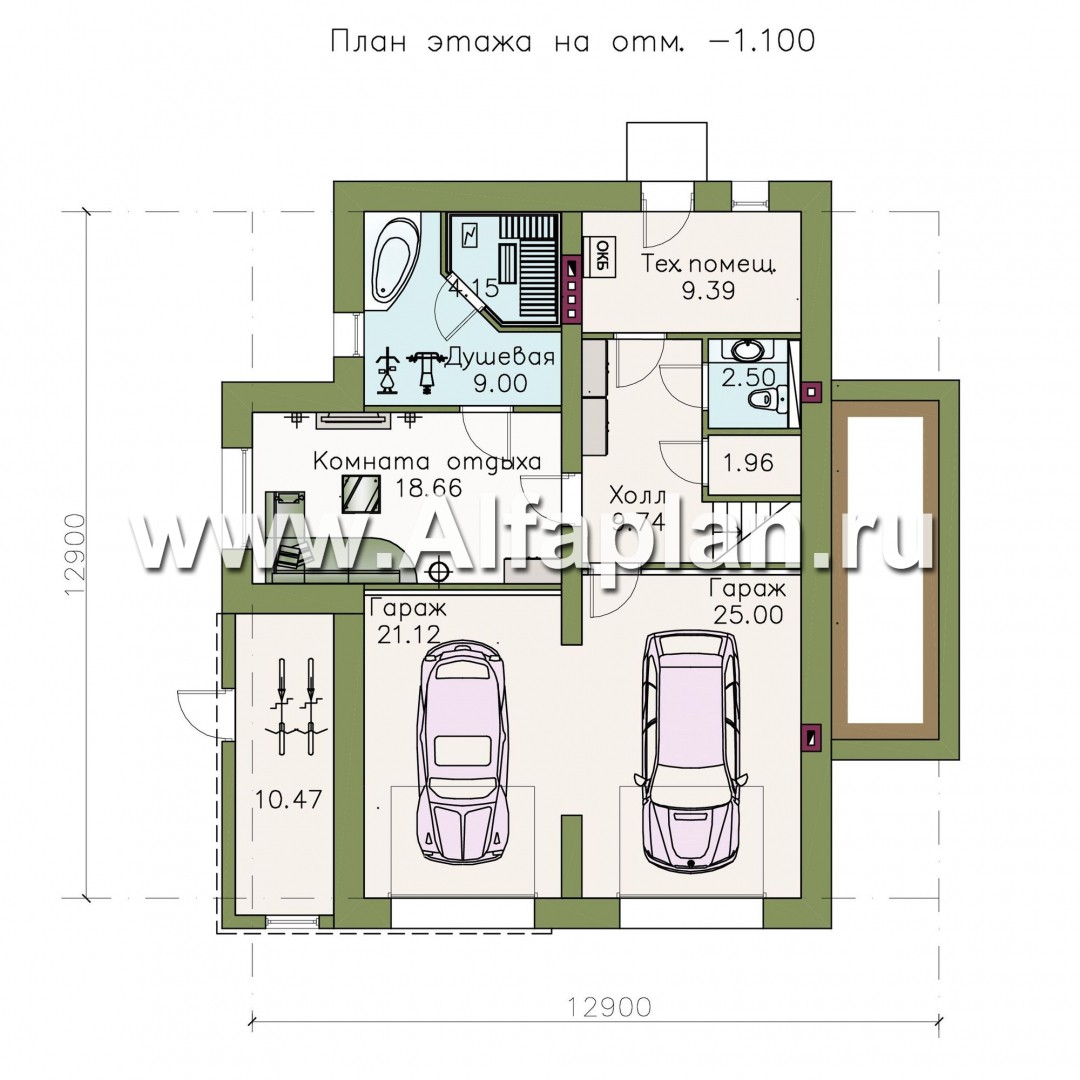Проекты домов Альфаплан - «Светлые времена» - респектабельный особняк с большими окнами - план проекта №1