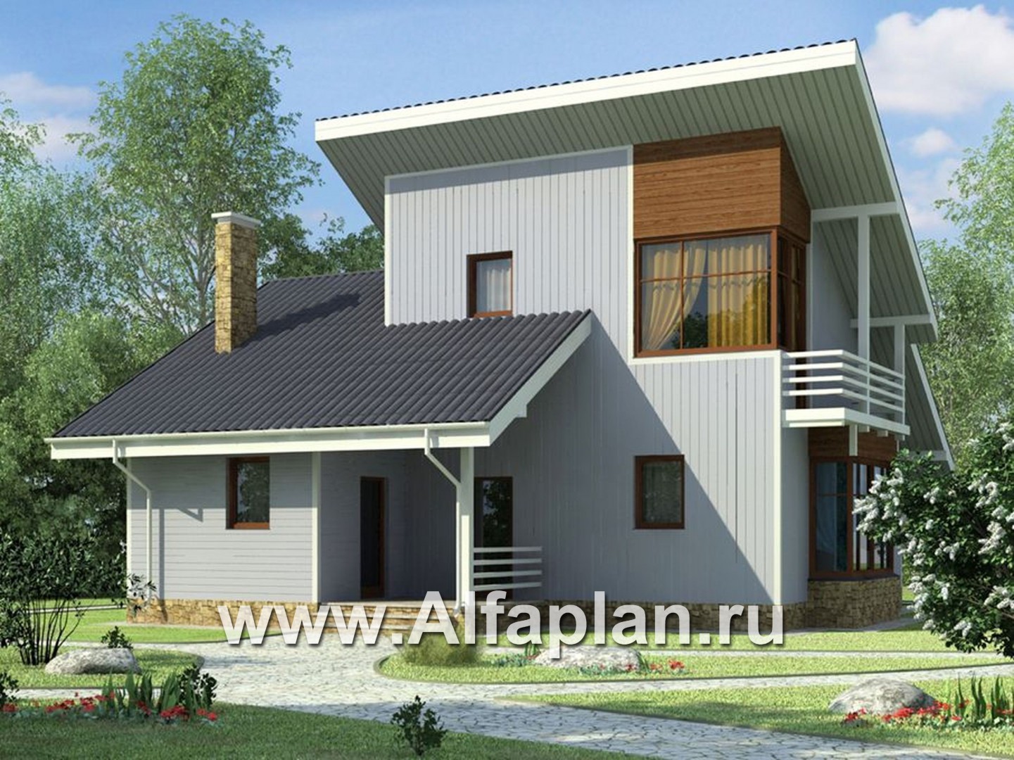 Проекты домов Альфаплан - Двухэтажный каркасный дом - дополнительное изображение №1