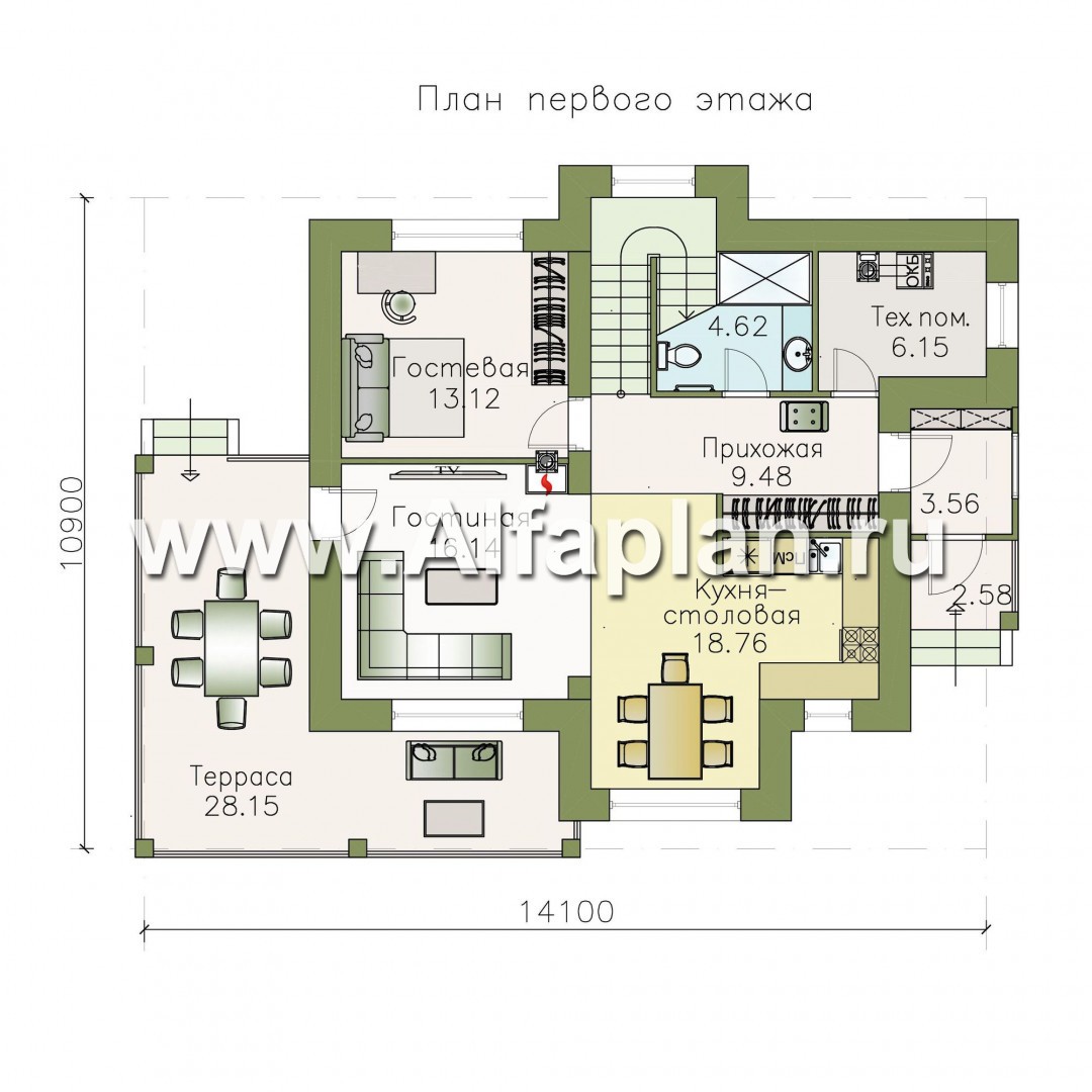 Проекты домов Альфаплан - «Стимул» - рациональный загородный дом - план проекта №1