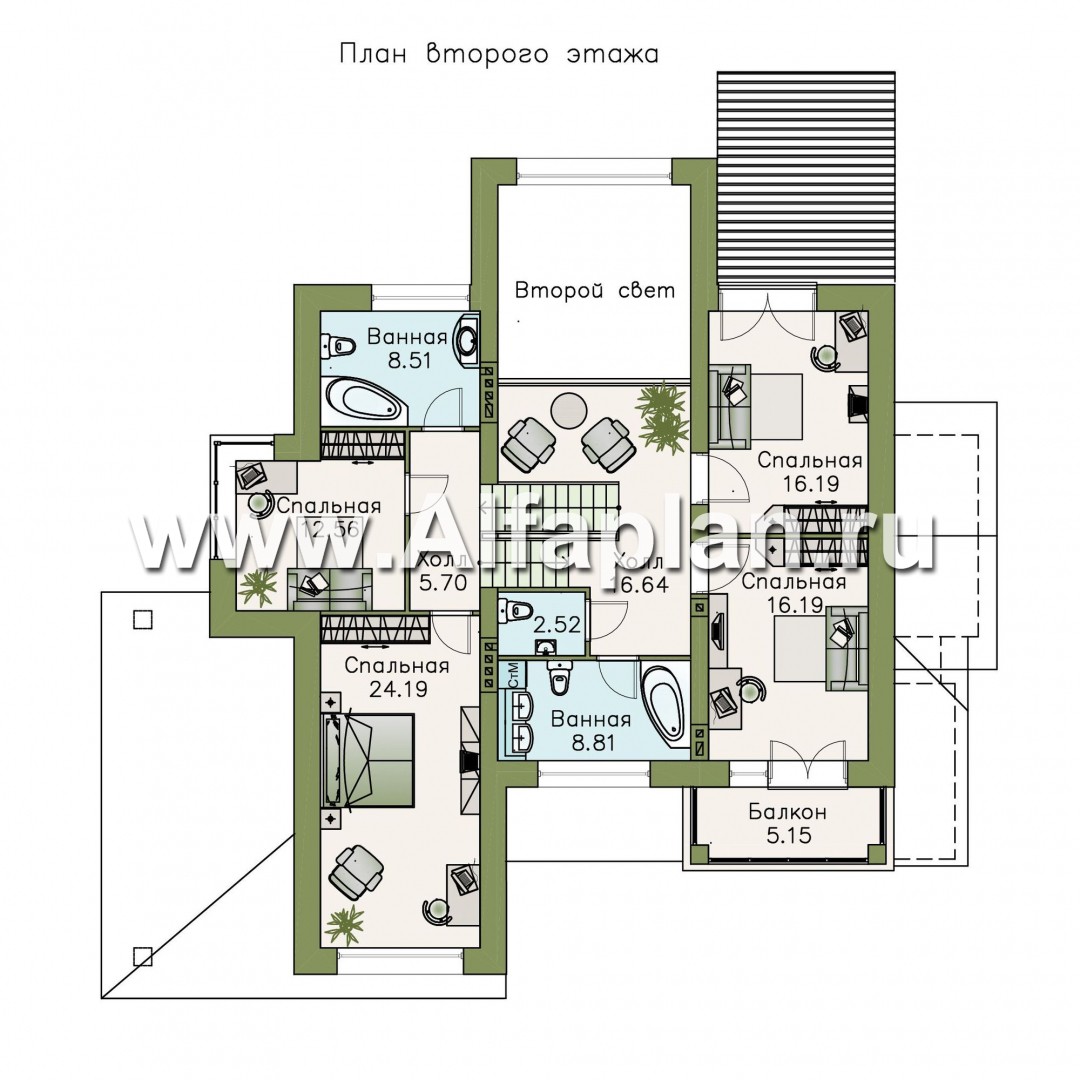 Проекты домов Альфаплан - «Современник плюс» — современный дом c цокольным этажом - изображение плана проекта №3