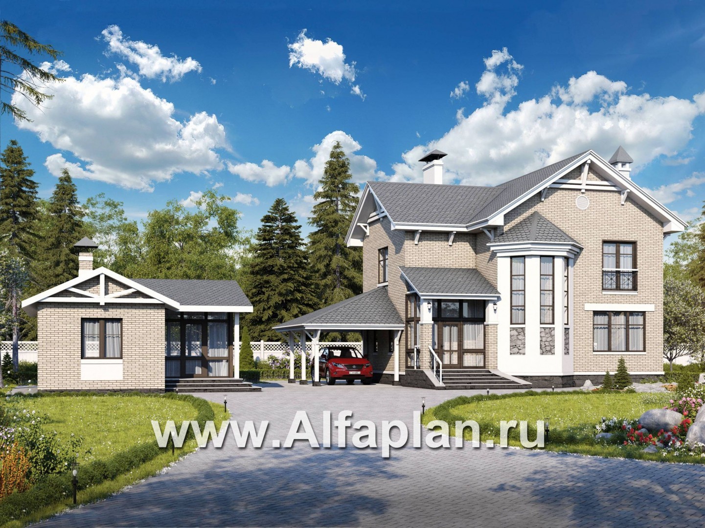 «Лидер»_ДУО - проект двухэтажного дома + проект бани с террасой - основное изображение