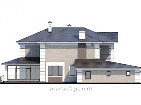 Проекты домов Альфаплан - «Орлов» - классический комфортабельный коттедж с гаражом - превью фасада №3