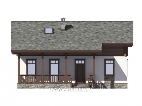 Проекты домов Альфаплан - Мансардный дом из комбинированных материалов - превью фасада №3