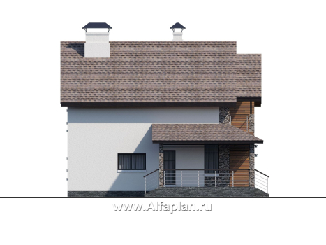 Проекты домов Альфаплан - Компактный дом с четырьмя спальными и угловой террасой - превью фасада №3