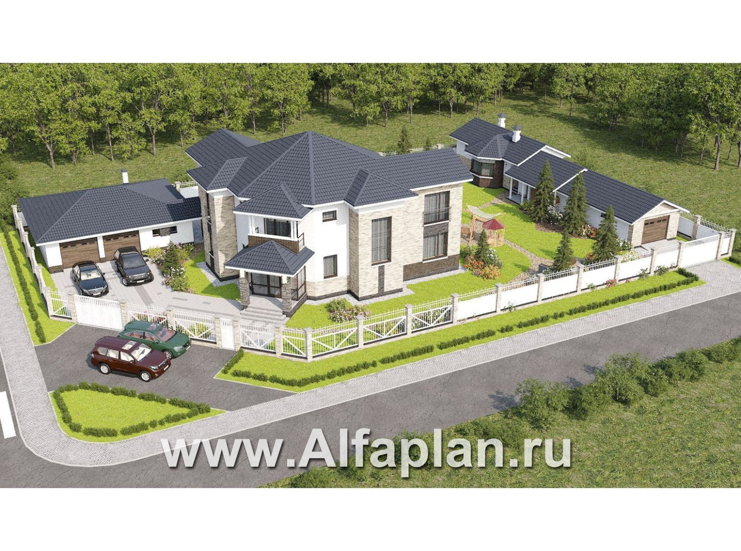 «Баттерфляй» - проект двухэтажного дома, гостиная со вторым светом, мастер спальня, с большим гаражом 219Р - дизайн дома №7