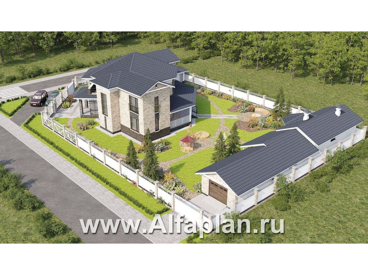 «Баттерфляй» - проект двухэтажного дома, гостиная со вторым светом, мастер спальня, с большим гаражом 219Р - дизайн дома №8