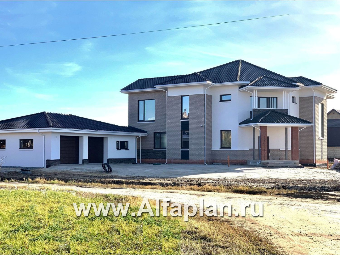 «Баттерфляй» - проект двухэтажного дома, гостиная со вторым светом, мастер спальня, с большим гаражом 219Р - дизайн дома №10