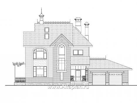 «Дипломат Плюс» - проект двухэтажного дома из газобетона, с бильярдной в мансарде, с гаражом на 2 авто - превью фасада дома