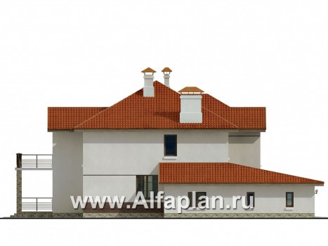 Проекты домов Альфаплан - «Коралл»- респектабельный особняк с полукруглой гостиной - превью фасада №3