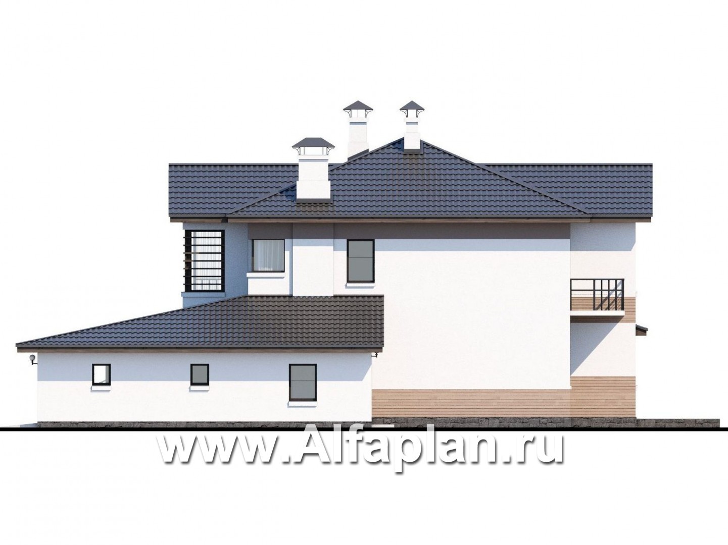 Проекты домов Альфаплан - «Аутентик» - комфортабельный коттедж с большим гаражом и верандой - изображение фасада №2