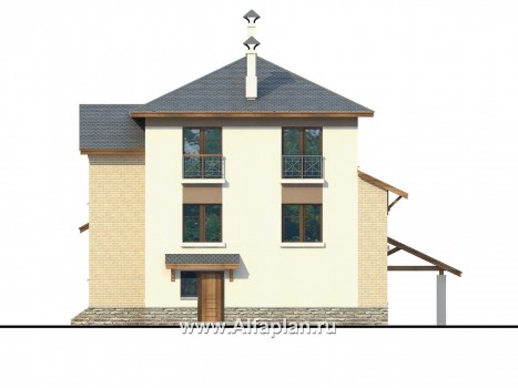 Проекты домов Альфаплан - Дом из газобетона «Аура» в современном стиле - превью фасада №4