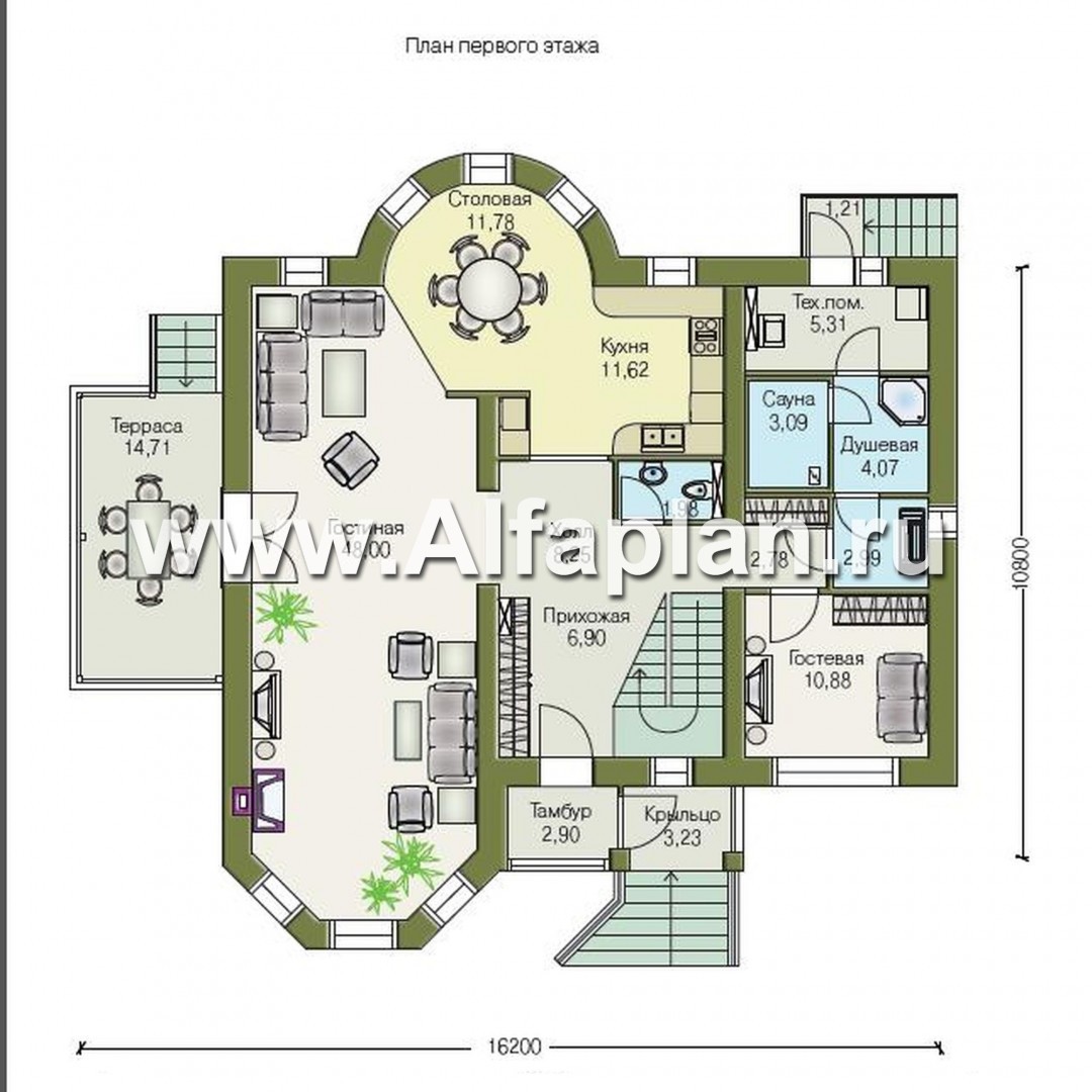 Проекты домов Альфаплан - «Суперстилиса» - проект дома с комфортной  планировкой - изображение плана проекта №1
