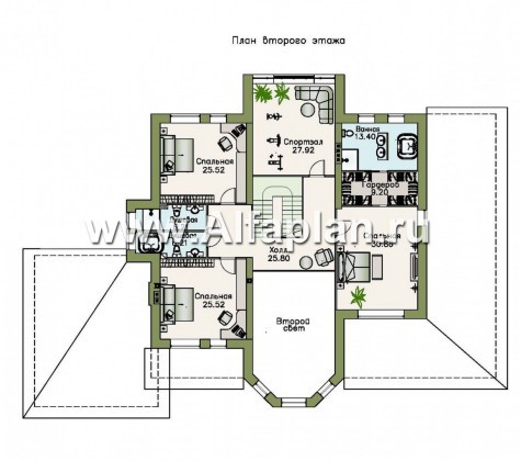 Проекты домов Альфаплан - «Пятьсот квадратов»-комфортабельный загородный особняк бизнес класса - превью плана проекта №2