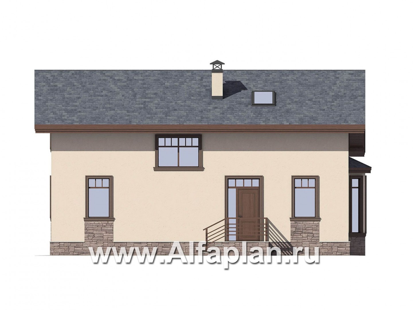 Проекты домов Альфаплан - Двухэтажный дом для большой семьи(6 спален) - изображение фасада №3
