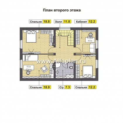 Проекты домов Альфаплан - Двухэтажный дом для большой семьи(6 спален) - превью плана проекта №2
