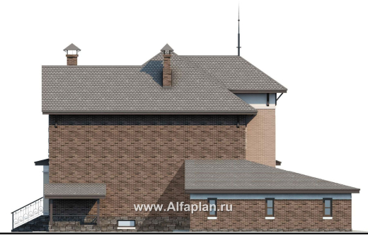Проекты домов Альфаплан - «Маленький принц» - компактный коттедж с цокольным этажом и гаражом - превью фасада №3