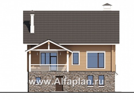 Проекты домов Альфаплан - «АльфаВУД» - деревяный дом из клееного бруса - превью фасада №4