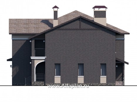 Проекты домов Альфаплан - «Голицын» — особняк с отделкой в темных тонах - превью фасада №2