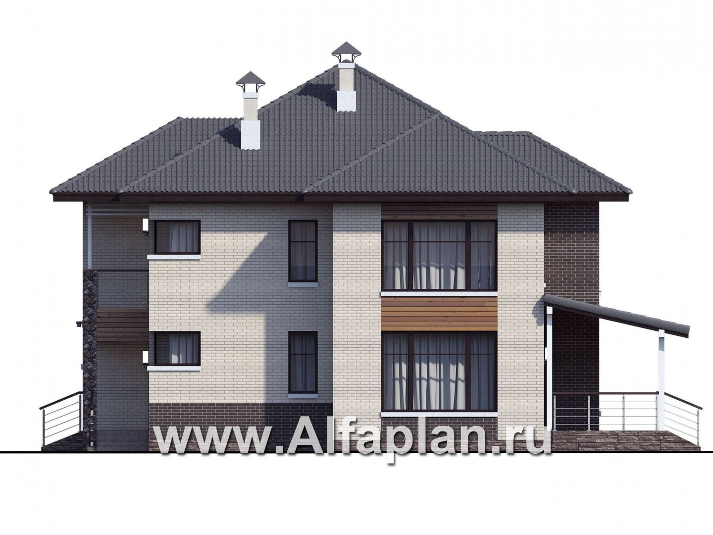 Проекты домов Альфаплан - «Киприда» — просторный коттедж в современном стиле - изображение фасада №2