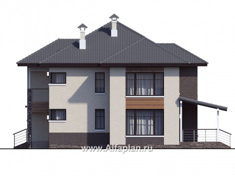 Проекты домов Альфаплан - «Киприда» — просторный коттедж в современном стиле - превью фасада №2