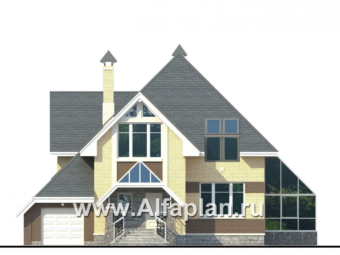 Проекты домов Альфаплан - «Светлая жизнь» - дом с окнами в небо - изображение фасада №1