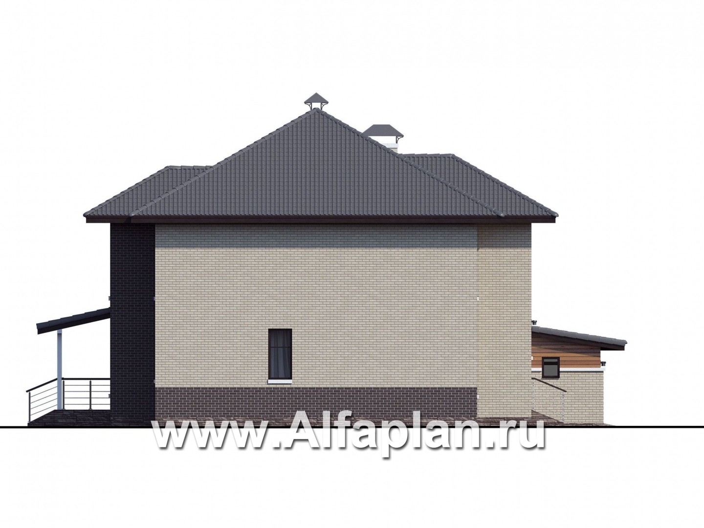 Проекты домов Альфаплан - «Киприда» — просторный коттедж с большим гаражом - изображение фасада №3