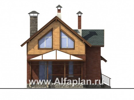 Проекты домов Альфаплан - «Вишневый сад» - проект небольшого дома или дачи - превью фасада №4