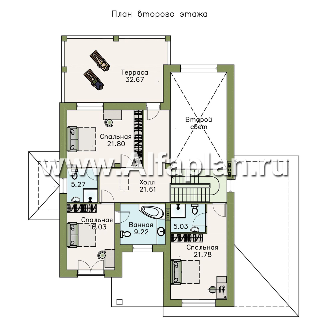Проекты домов Альфаплан - «Привилегия» - элегантный коттедж с большим гаражом и террасой - план проекта №2
